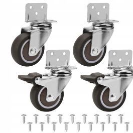 kółka obrotowe z hamulcem, kółka meblowe gumowe 4 sztuki płytą montażową L